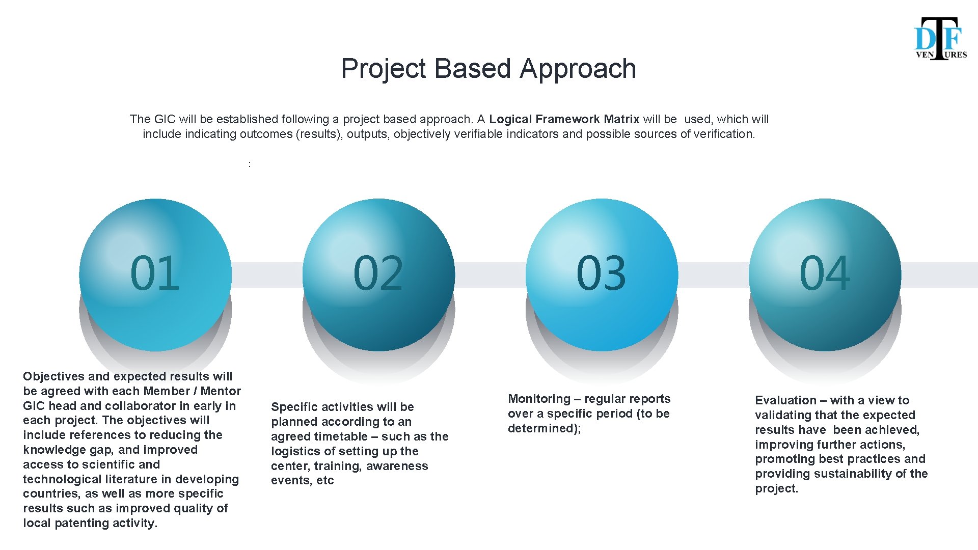 Project Based Approach The GIC will be established following a project based approach. A