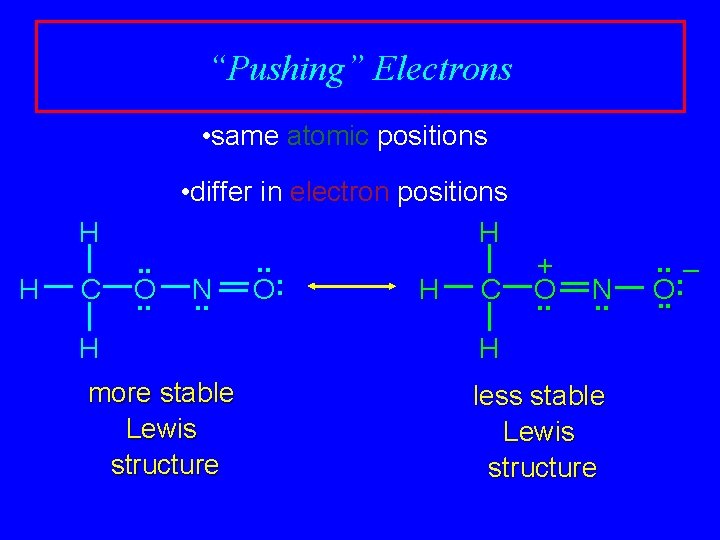 “Pushing” Electrons • same atomic positions H H C • differ in electron positions
