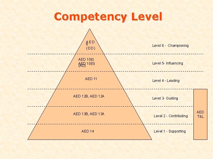 Competency Level AED 9 (DD) AED 10(II) (AD) AED 11 AED 12 B, AED