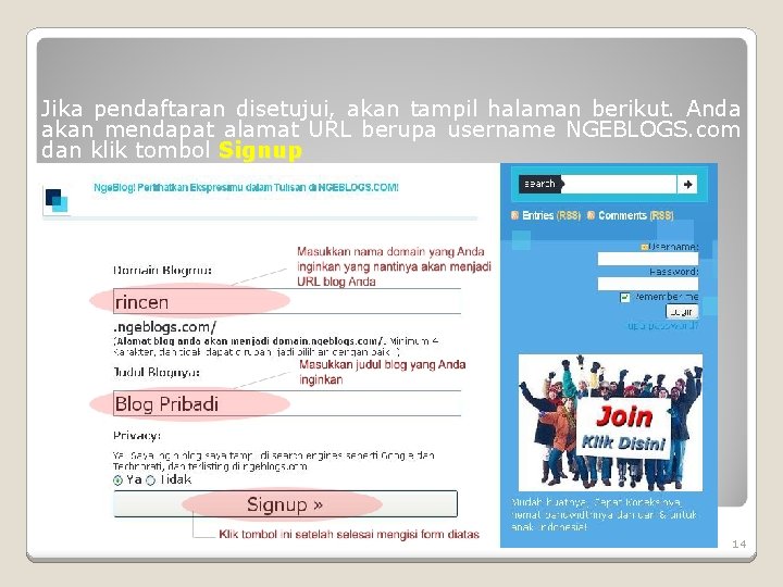 Jika pendaftaran disetujui, akan tampil halaman berikut. Anda akan mendapat alamat URL berupa username