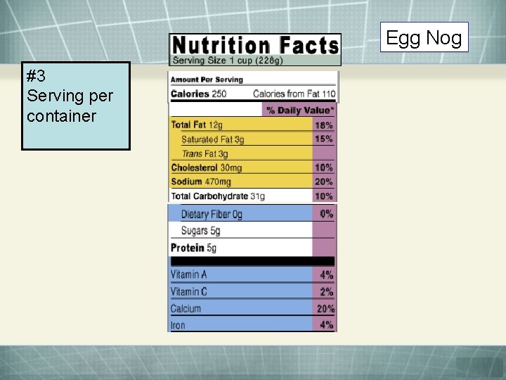 Egg Nog #3 Serving per container 