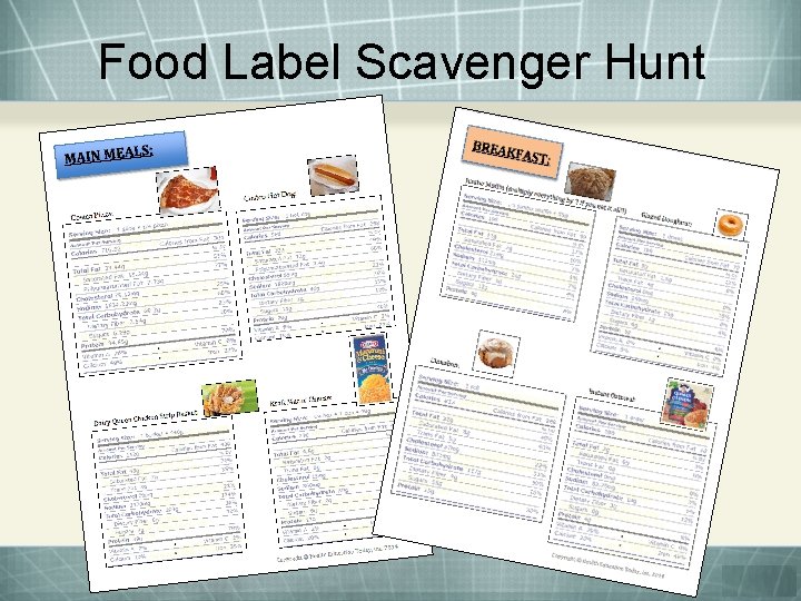 Food Label Scavenger Hunt 