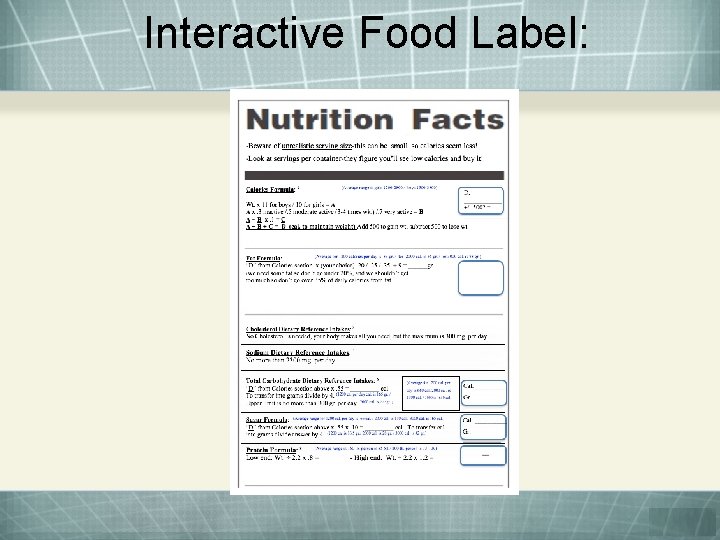 Interactive Food Label: 