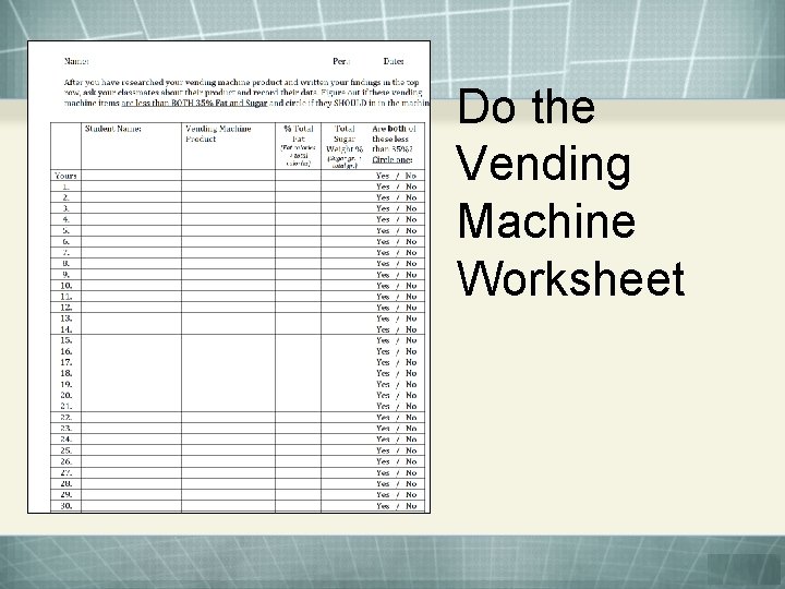 Do the Vending Machine Worksheet 