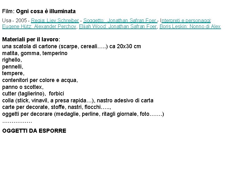 Film: Ogni cosa è illuminata Usa - 2005 - Regia: Liev Schreiber - Soggetto: