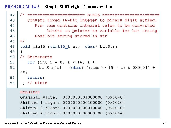 PROGRAM 14 -6 Simple Shift-right Demonstration Computer Science: A Structured Programming Approach Using C