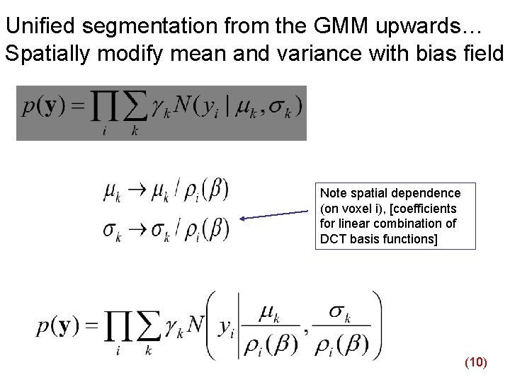 Unified segmentation from the GMM upwards… Spatially modify mean and variance with bias field