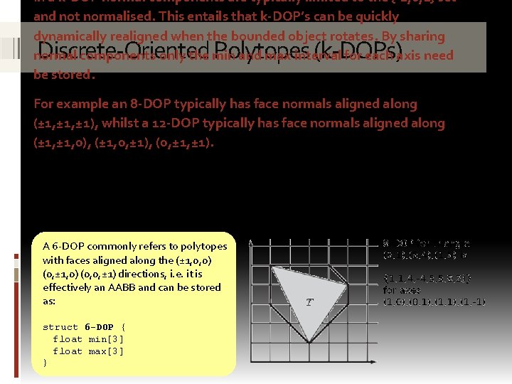 In a k-DOP normal components are typically limited to the {-1, 0, 1} set