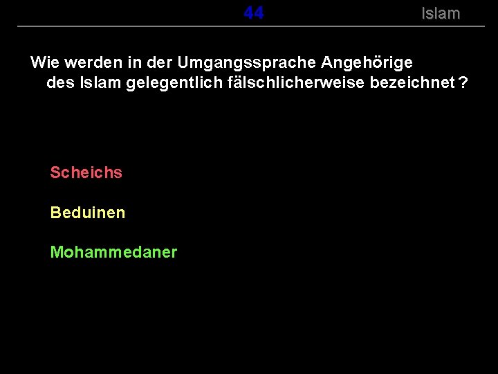 ( B+R-S 13/14 ) 144 Islam Wie werden in der Umgangssprache Angehörige des Islam