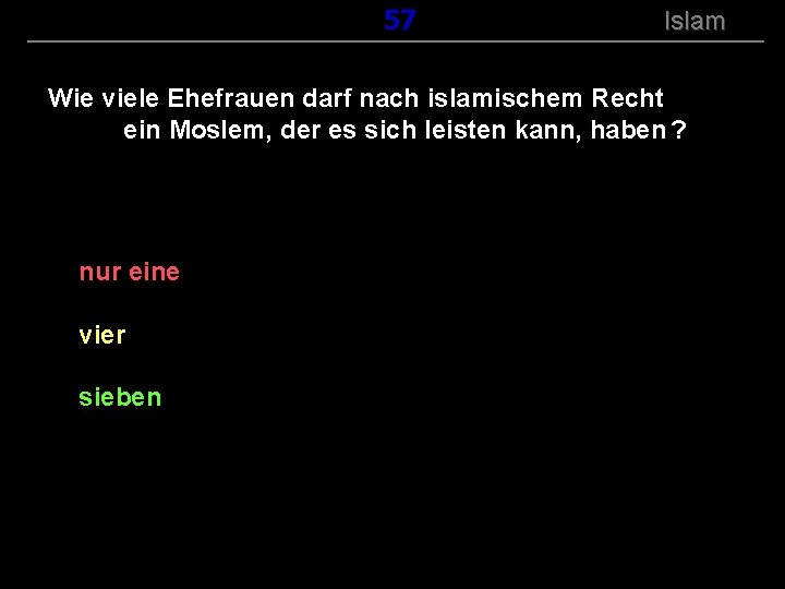 ( B+R-S 13/14 ) 157 Islam Wie viele Ehefrauen darf nach islamischem Recht ein