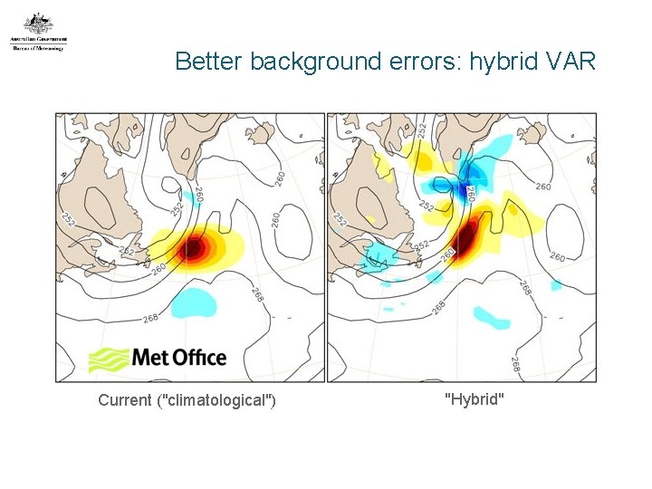 Better background errors: hybrid VAR Current ("climatological") "Hybrid" 