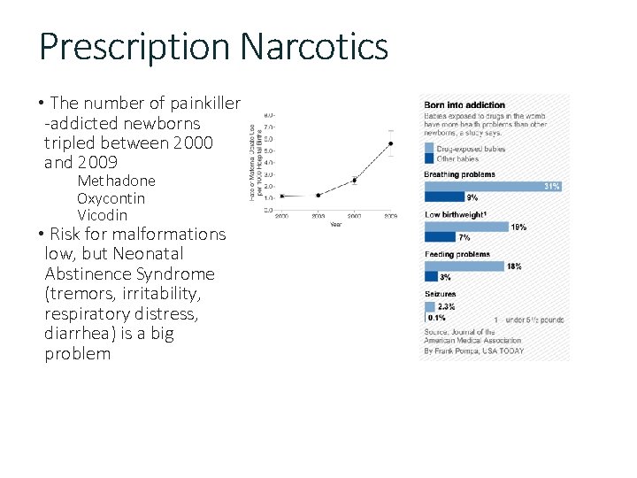 Prescription Narcotics • The number of painkiller -addicted newborns tripled between 2000 and 2009