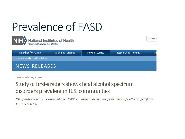 Prevalence of FASD 
