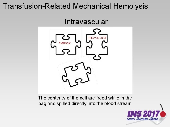 Transfusion-Related Mechanical Hemolysis Intravascular intravascular extrinsic The contents of the cell are freed while