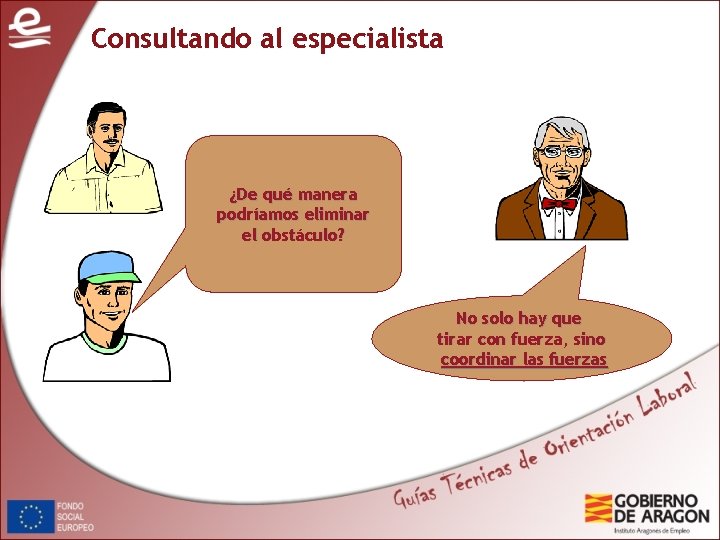 Consultando al especialista ¿De qué manera podríamos eliminar el obstáculo? No solo hay que