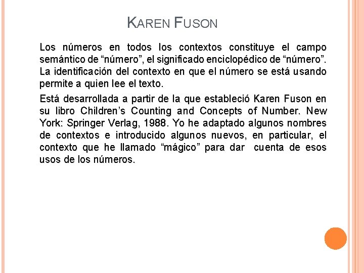 Concepto De Numero Segun Karen Fuson