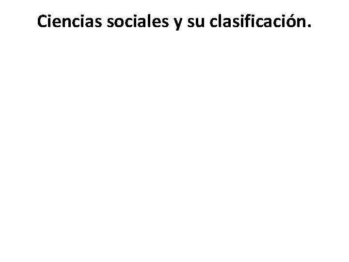 Ciencias sociales y su clasificación. 