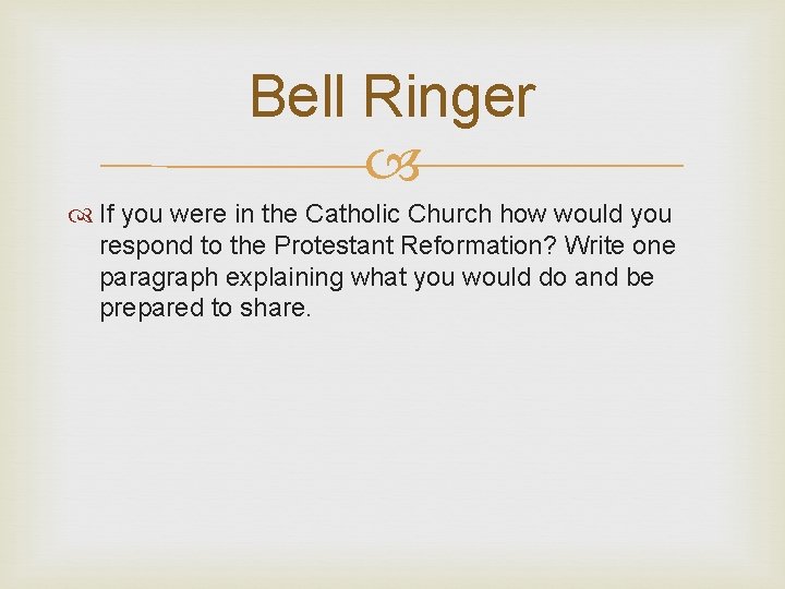 Bell Ringer If you were in the Catholic Church how would you respond to