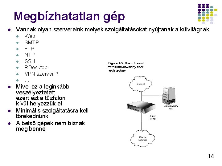 Megbízhatatlan gép l Vannak olyan szervereink melyek szolgáltatásokat nyújtanak a külvilágnak l l l