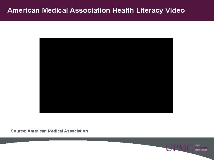 American Medical Association Health Literacy Video Source: American Medical Association 14 