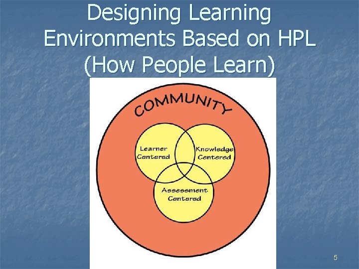 Designing Learning Environments Based on HPL (How People Learn) 5 