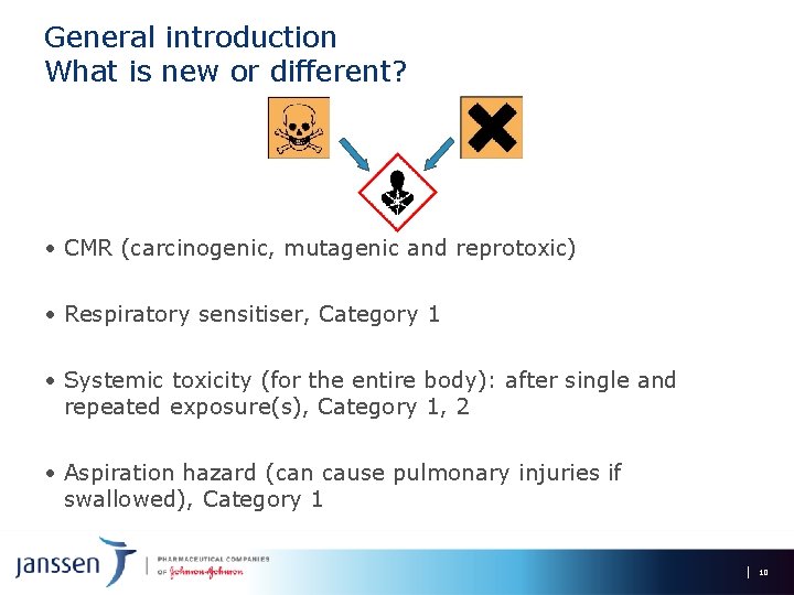 General introduction What is new or different? • CMR (carcinogenic, mutagenic and reprotoxic) •