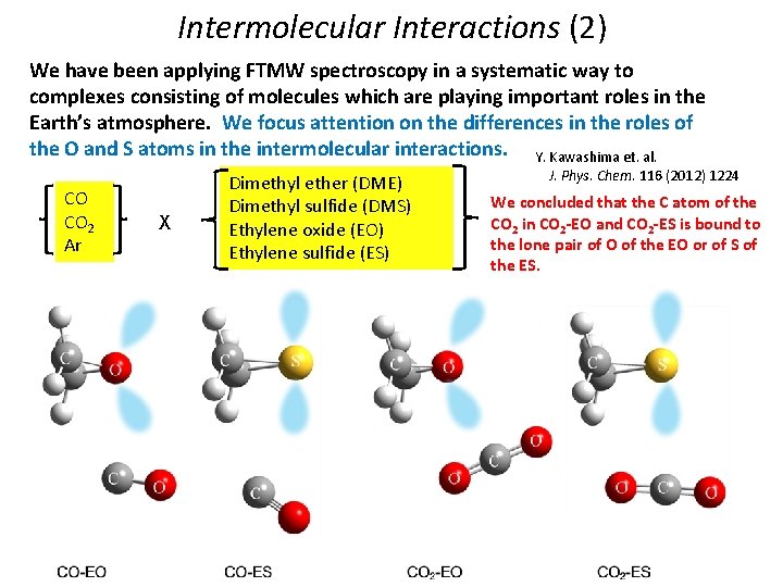 Intermolecular Interactions (2) We have been applying FTMW spectroscopy in a systematic way to