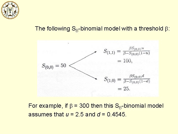  The following SB-binomial model with a threshold : For example, if = 300