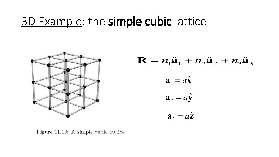 3 D Example: the simple cubic lattice 3 D Example: the simple cubic lattice