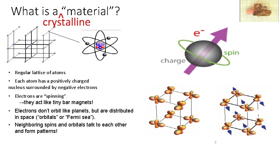 What is a^“material”? crystalline • Regular lattice of atoms • Each atom has a What is a^“material”? crystalline • Regular lattice of atoms • Each atom has a