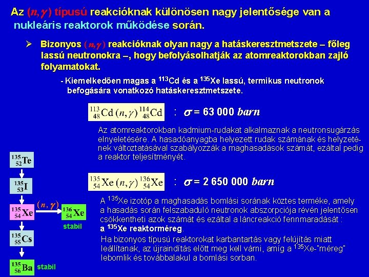 Az (n, ) típusú reakcióknak különösen nagy jelentősége van a nukleáris reaktorok működése során.