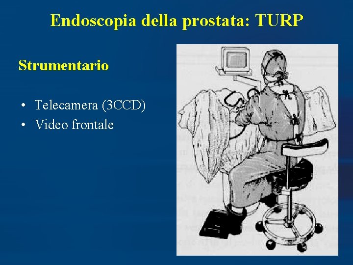Endoscopia della prostata: TURP Strumentario • Telecamera (3 CCD) • Video frontale 