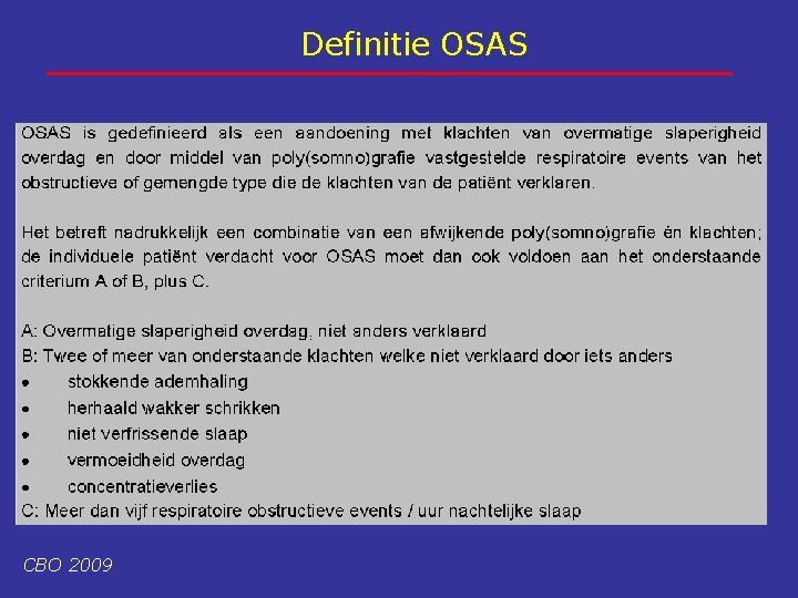 Definitie OSAS CBO 2009 