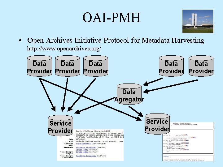 OAI-PMH • Open Archives Initiative Protocol for Metadata Harvesting http: //www. openarchives. org/ Data