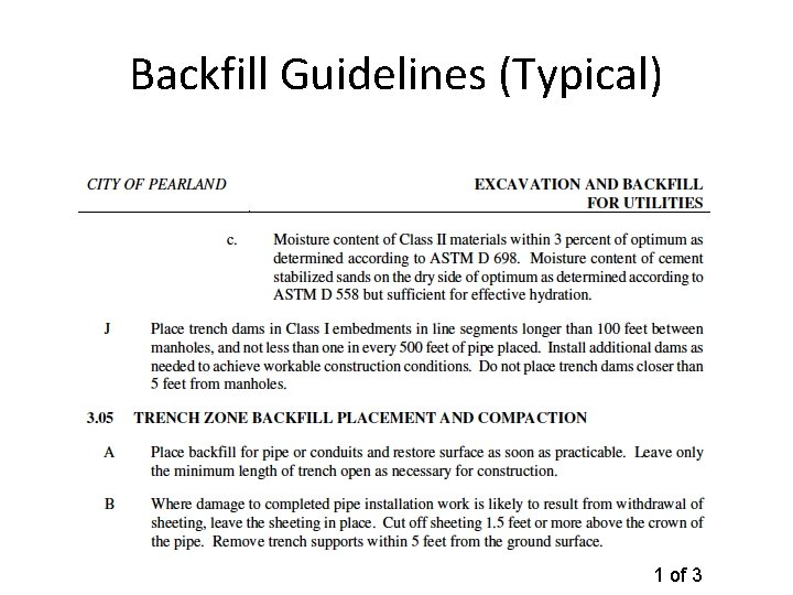 Backfill Guidelines (Typical) 1 of 3 