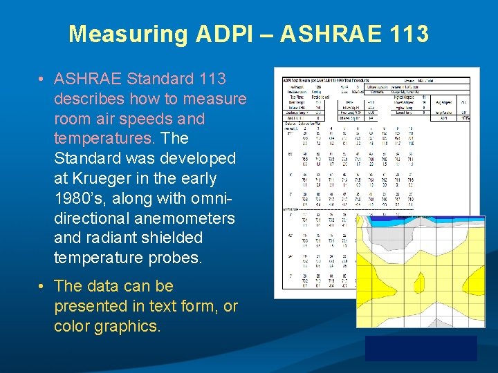 Measuring ADPI – ASHRAE 113 • ASHRAE Standard 113 describes how to measure room