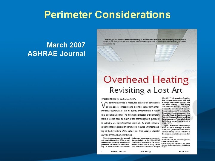 Perimeter Considerations March 2007 ASHRAE Journal 