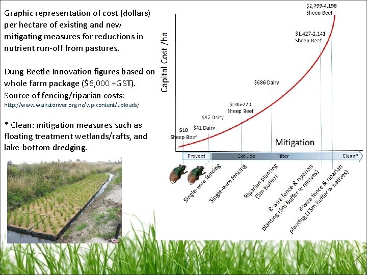 Graphic representation of cost (dollars) per hectare of existing and new mitigating measures for