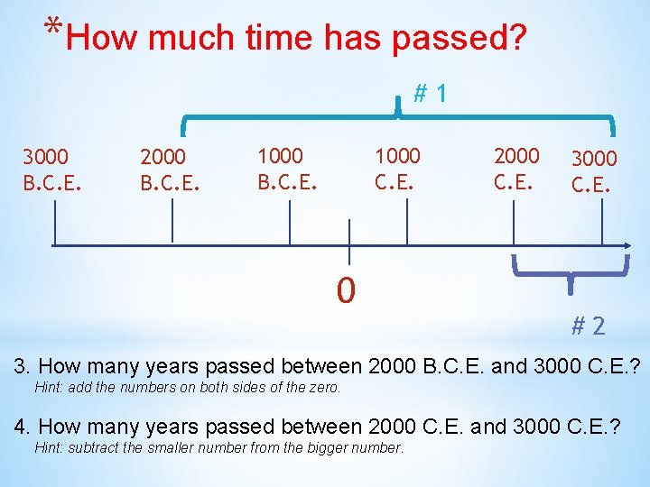 *How much time has passed? #1 3000 B. C. E. 2000 B. C. E.