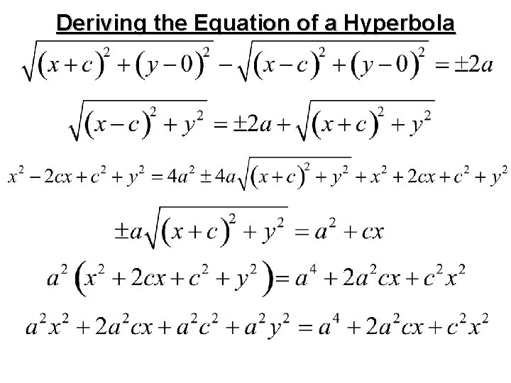 Deriving the Equation of a Hyperbola 