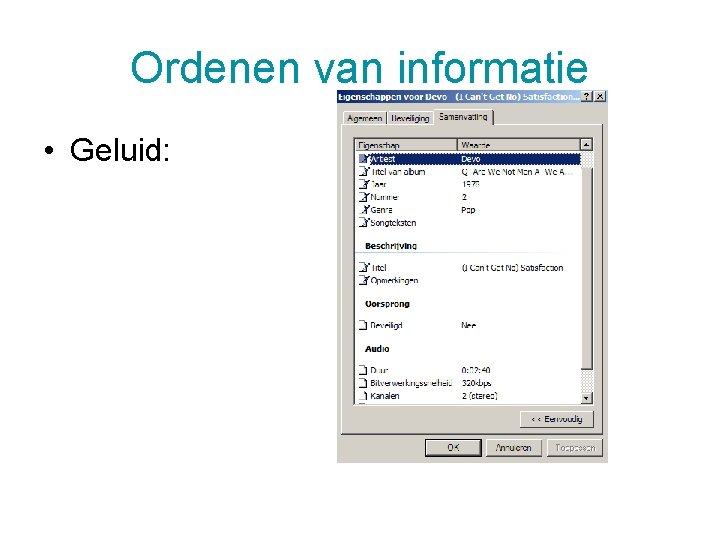 Ordenen van informatie • Geluid: 5/12/2020 49 