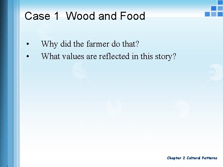 Case 1 Wood and Food • • Why did the farmer do that? What