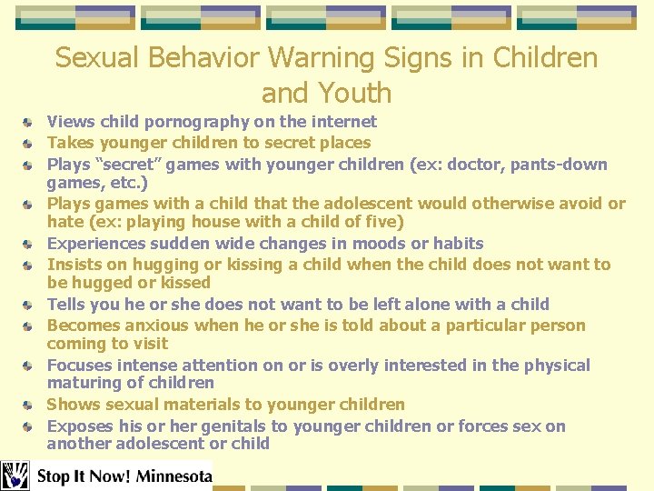 Sexual Behavior Warning Signs in Children and Youth Views child pornography on the internet Sexual Behavior Warning Signs in Children and Youth Views child pornography on the internet