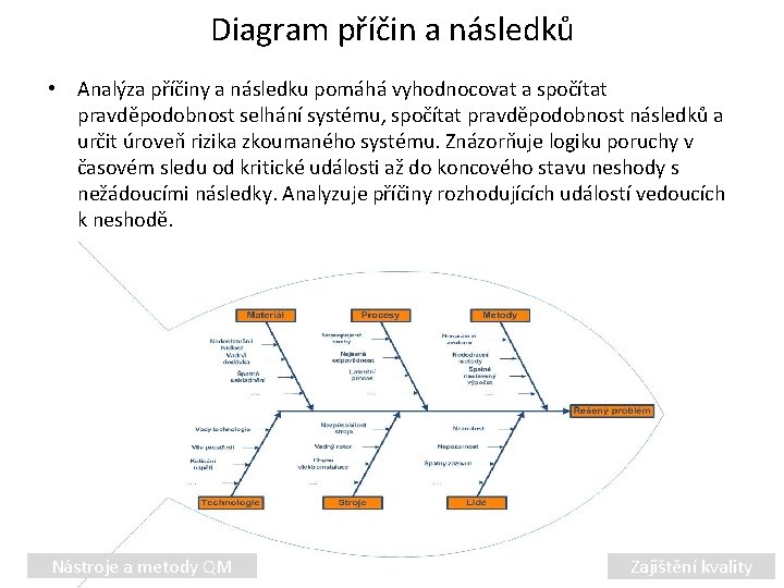 Diagram příčin a následků • Analýza příčiny a následku pomáhá vyhodnocovat a spočítat pravděpodobnost