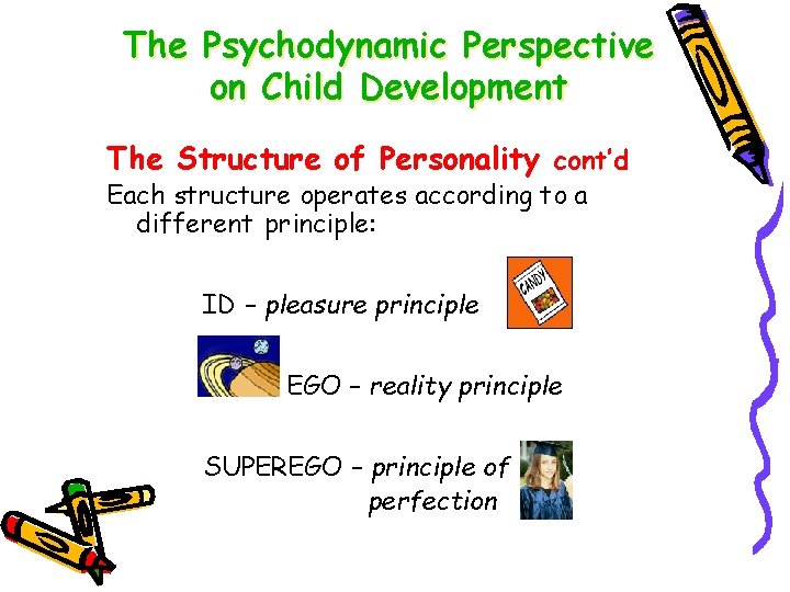 The Psychodynamic Perspective on Child Development The Structure of Personality cont’d Each structure operates