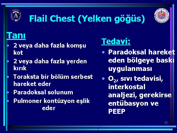 Flail Chest (Yelken göğüs) Tanı • 2 veya daha fazla komşu kot • 2