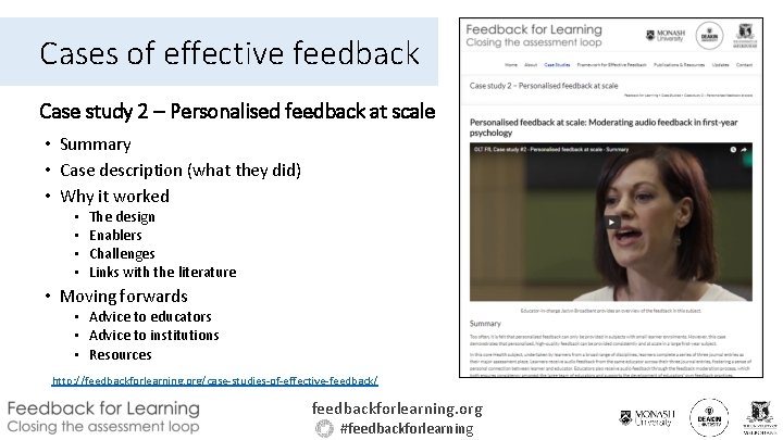 Cases of effective feedback Case study 2 – Personalised feedback at scale • Summary