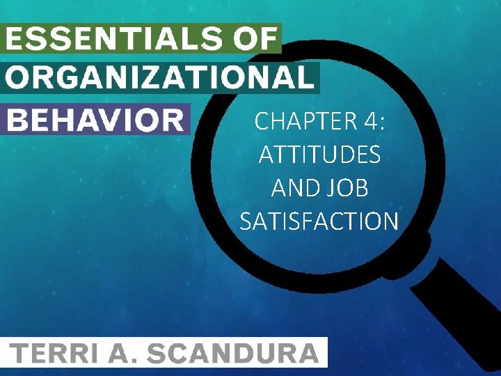 CHAPTER 4: ATTITUDES AND JOB SATISFACTION 