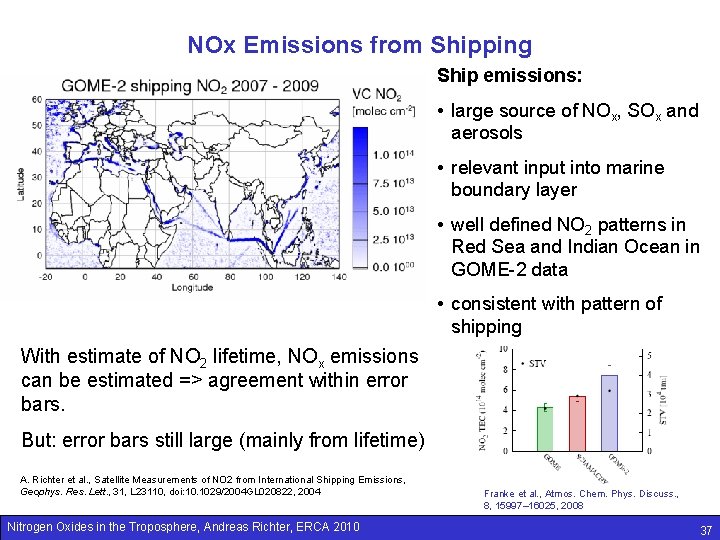 NOx Emissions from Shipping Ship emissions: • large source of NOx, SOx and aerosols