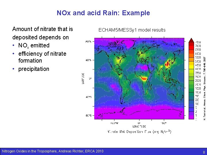 NOx and acid Rain: Example ECHAM 5/MESSy 1 model results Nitrogen Oxides in the